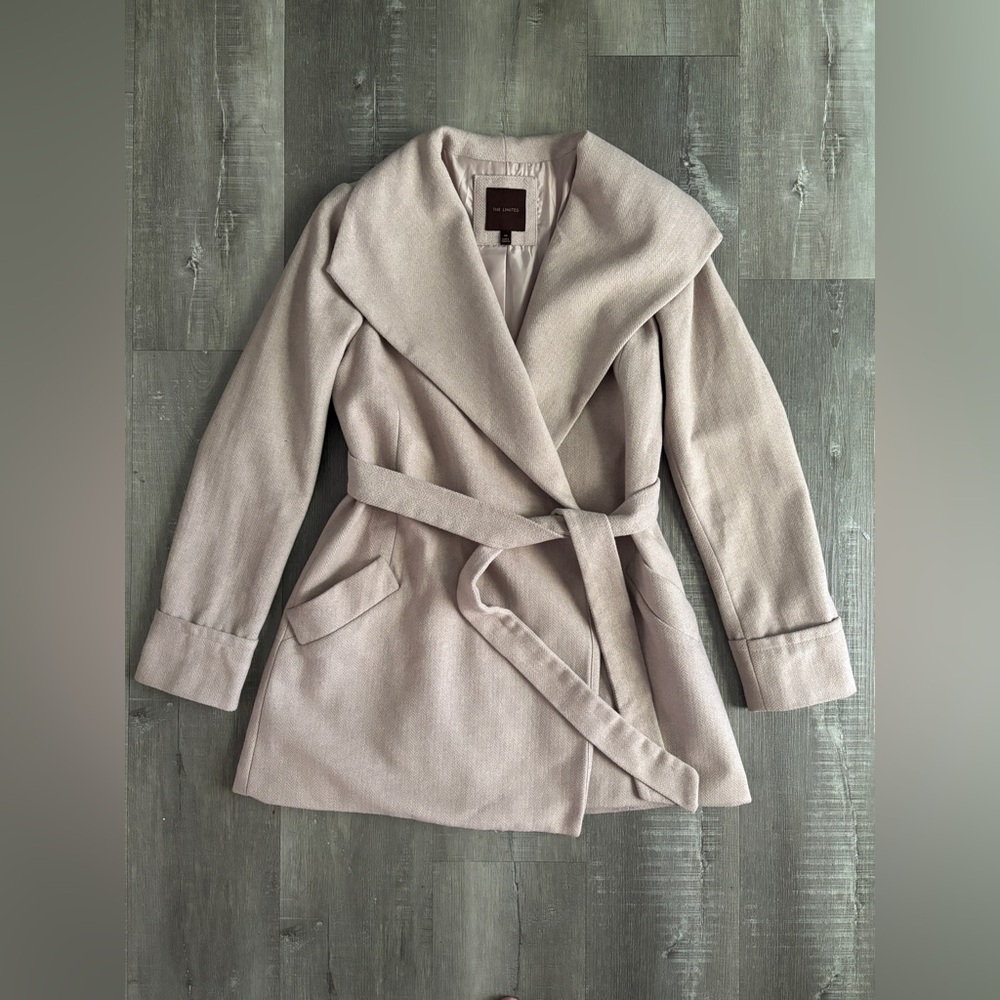 The Limited Light Cream Wrap Trench Coat with Belt